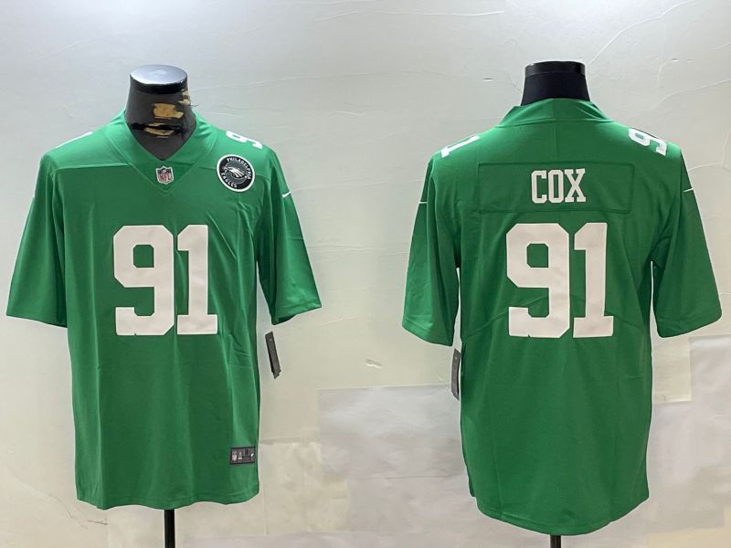 Men Philadelphia Eagles #91 Cox Green Second generation 2024 Nike Limited NFL Jersey style 3